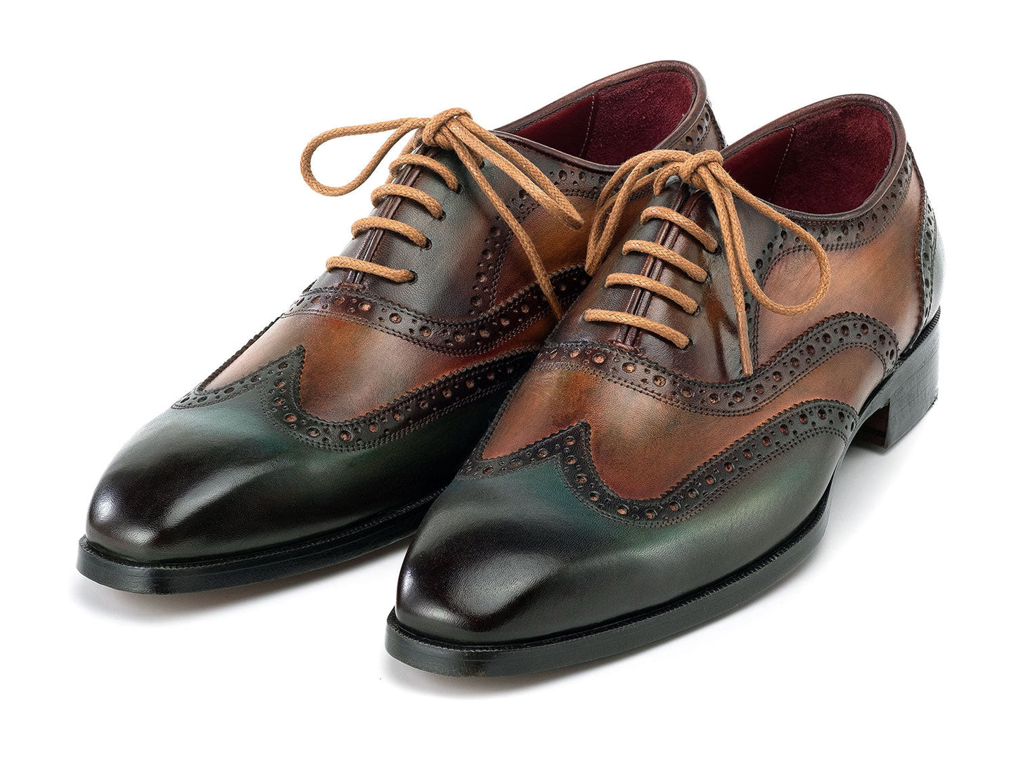 Paul Parkman Wintip Oxfords Green Handpainted Calfskin (ID#228-GRN)