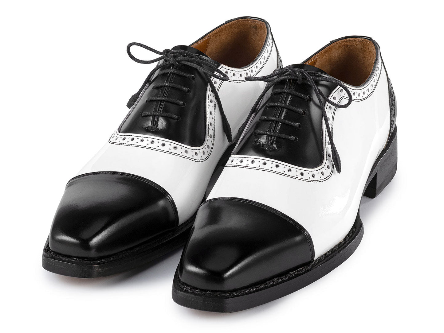 Paul Parkman Men's Goodyear Welted Cap Toe Oxfords Black & White (ID#9482-BNW)