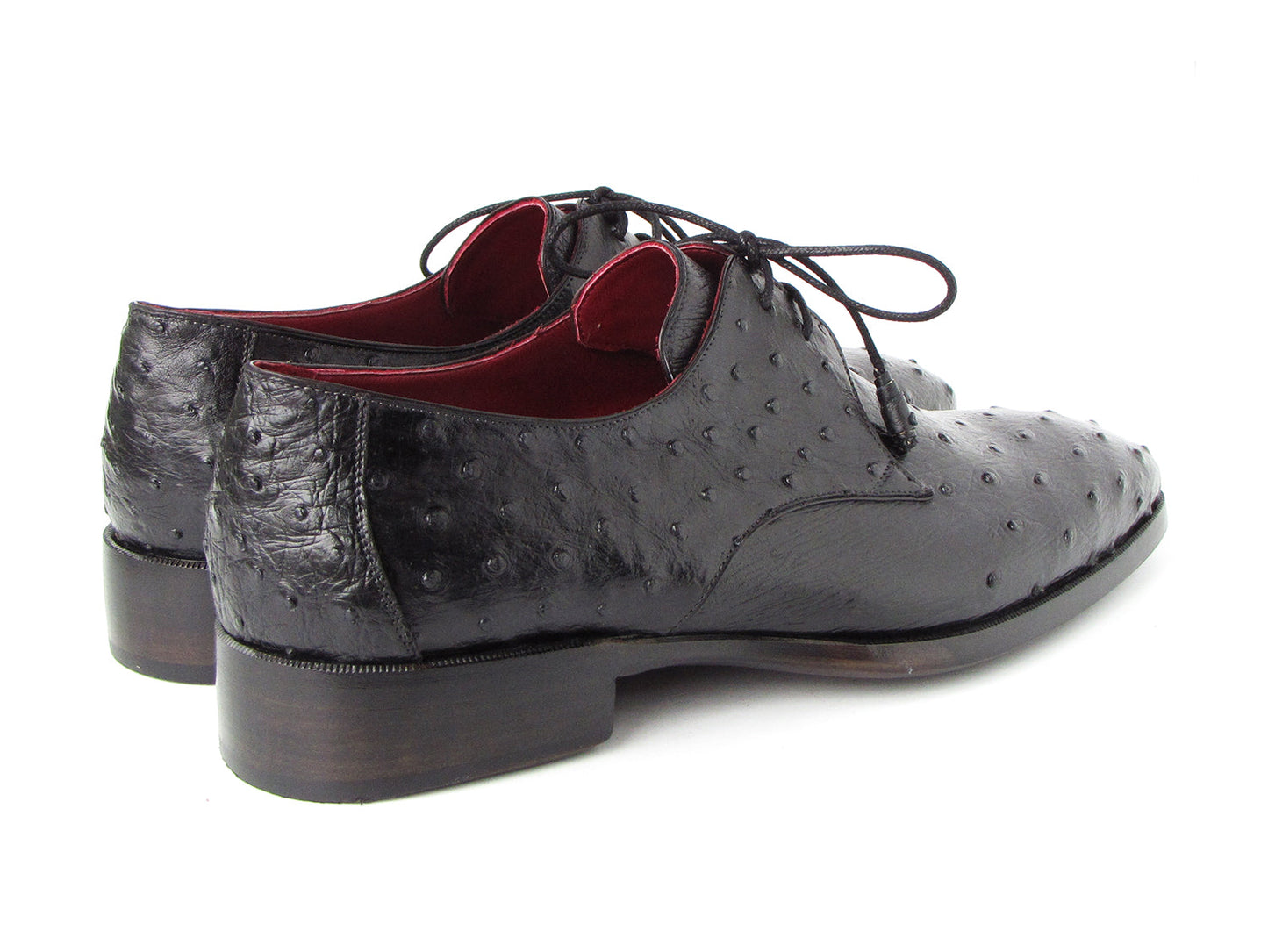 Paul Parkman Men's Black Genuine Ostrich Derby Shoes (ID#33B76-BLK)