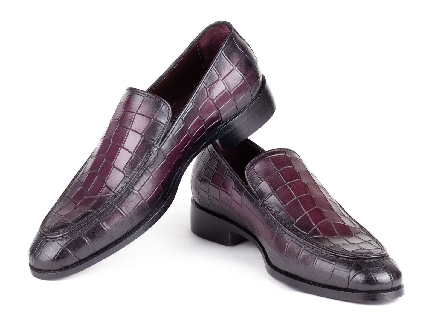 Paul Parkman Croco Textured Leather Loafer Purple (ID#7339-PRP)