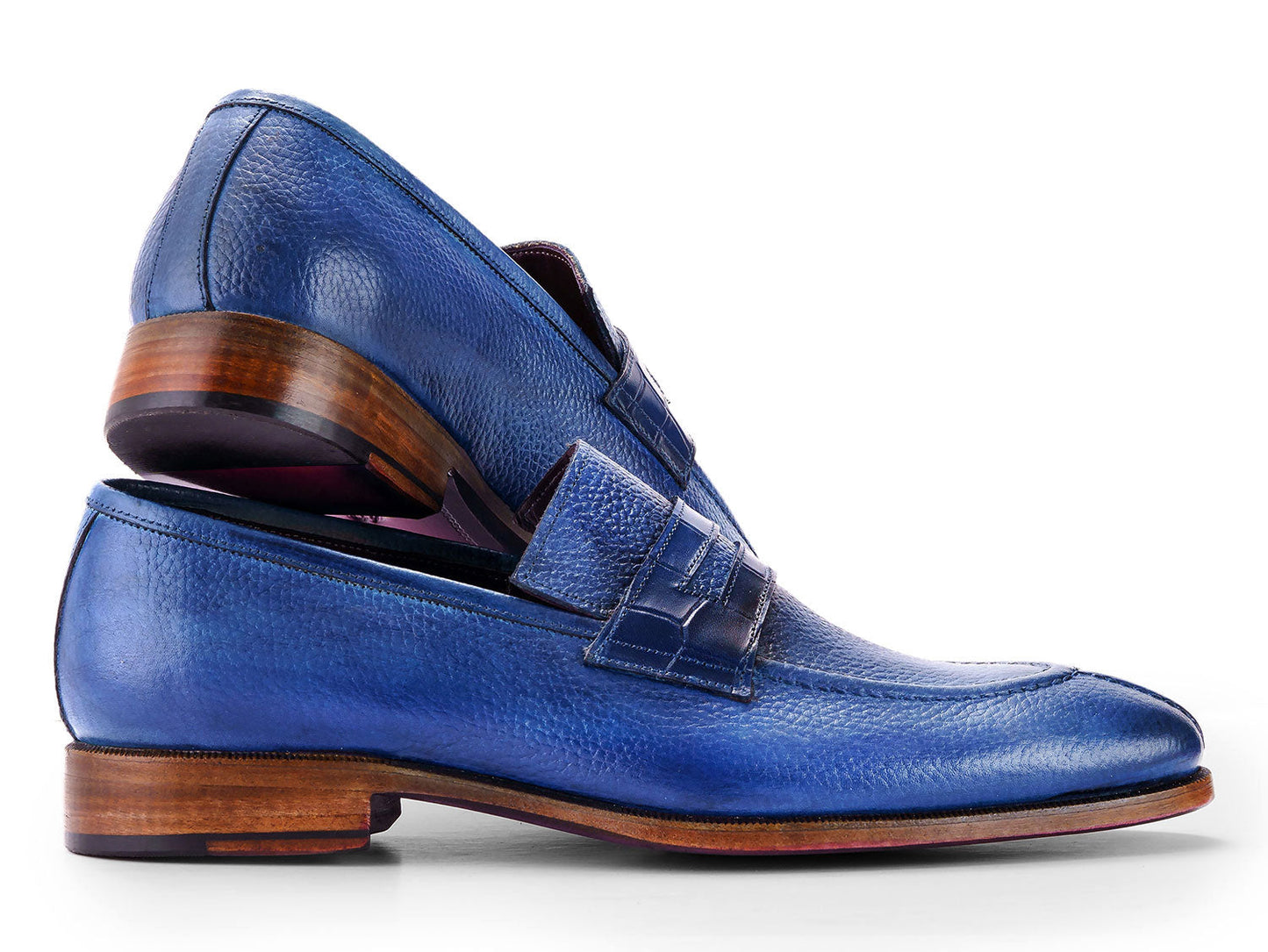 Paul Parkman Men's Split Toe Loafer Shoes Blue (ID#694BL65)