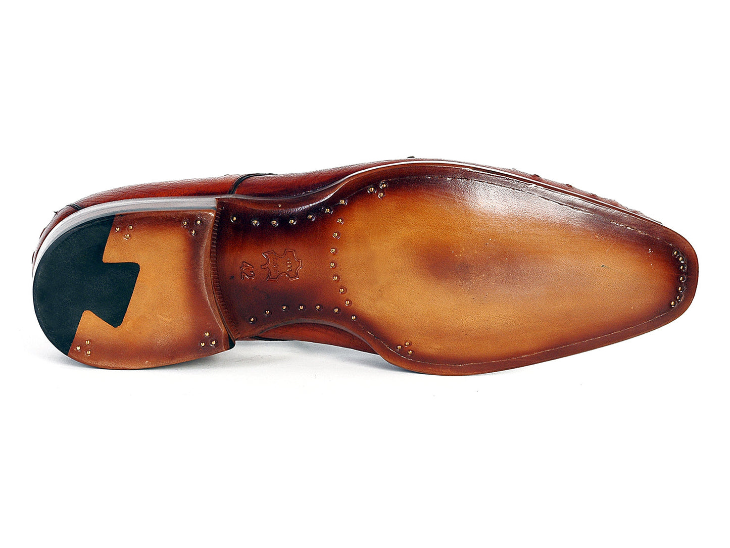 Paul Parkman Men's Tobacco Color Genuine Ostrich Leather Upper Derby Shoes (ID#33B76-TAB)