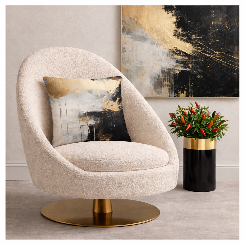Gold Noir Abstract Pillow
