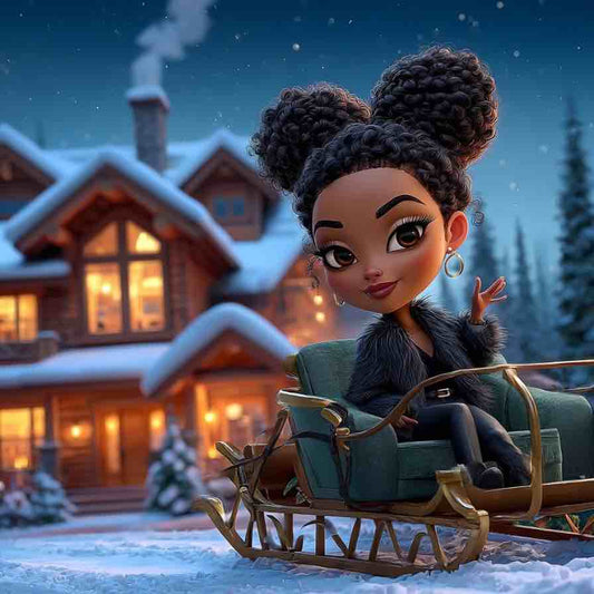 Sienna Waving on Her Christmas Sleigh Sticker