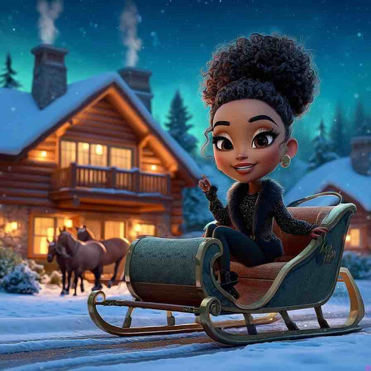 Sienna Waving on Her Christmas Sleigh Sticker