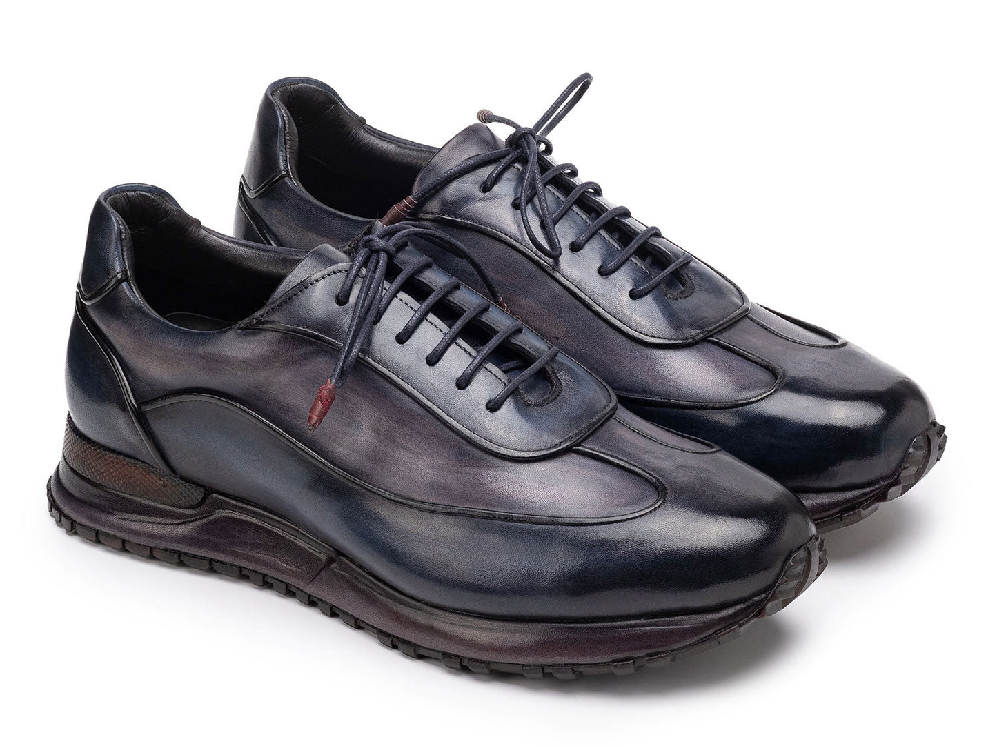 Paul Parkman Men's Navy & Gray Patina Leather Sneakers (ID#LS406GNV)