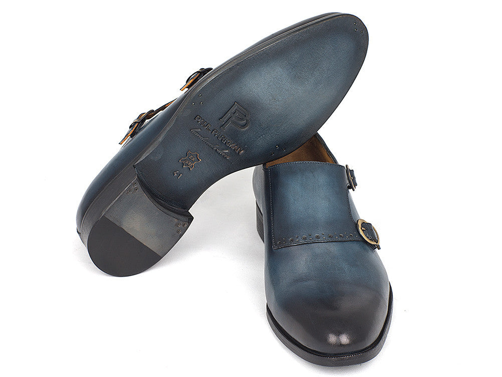 Paul Parkman Navy Double Monkstrap Shoes (ID#HT54-NAVY)